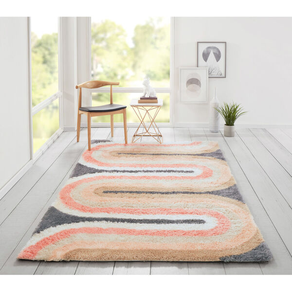 Retro Pink Wave Multicolor Rectangular: 7 Ft. 6 In. x 9 Ft. 6 In. Rug, image 2