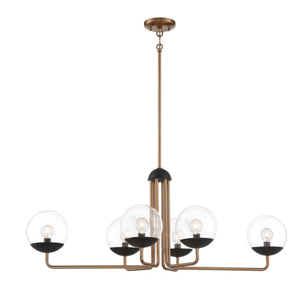Outer Limits Painted Bronze and Black Six-Light Island Chandelier, image 1