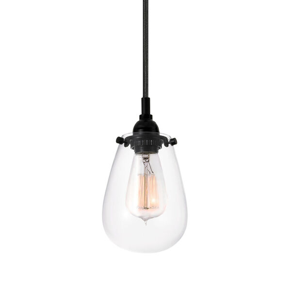 Chelsea One-Light - Satin Black with Clear Glass - Pendant, image 1