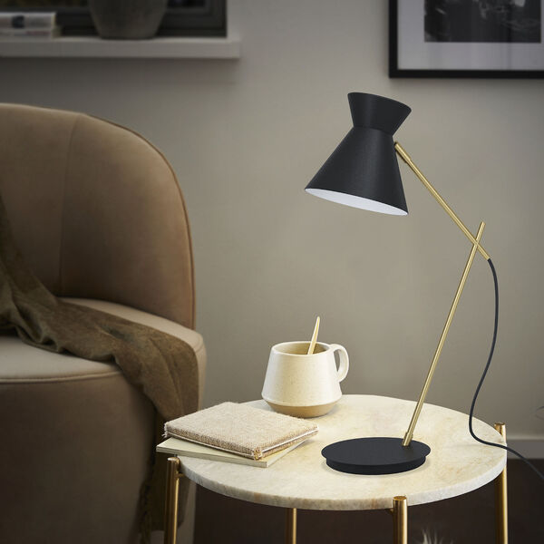 Amezaga Structured Black and Brushed Brass One-Light Table Lamp, image 2