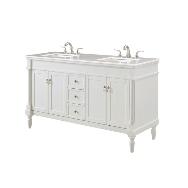 Lexington Antique White 60-Inch Vanity Sink Set, image 3