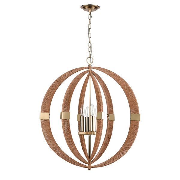 Pyrus Brown and Antique Brass Four-Light Pendant, image 2