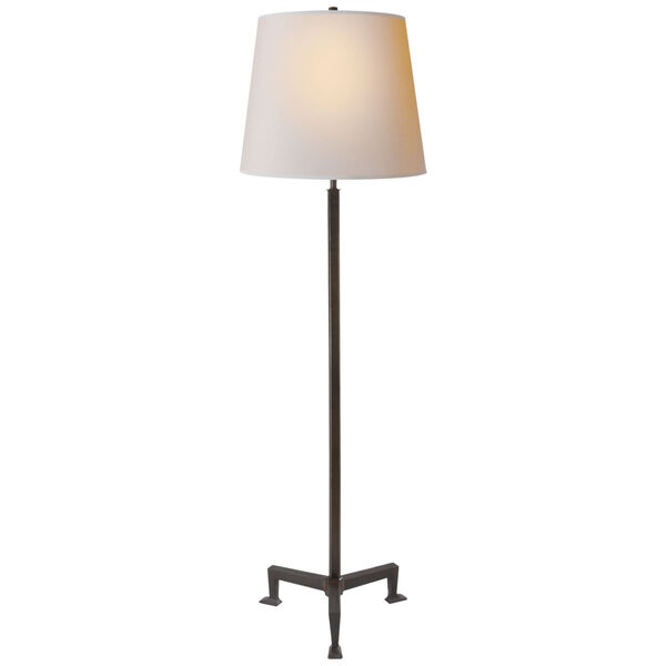 Parish Floor Lamp in Aged Iron with Natural Paper Shade by Thomas O'Brien, image 1
