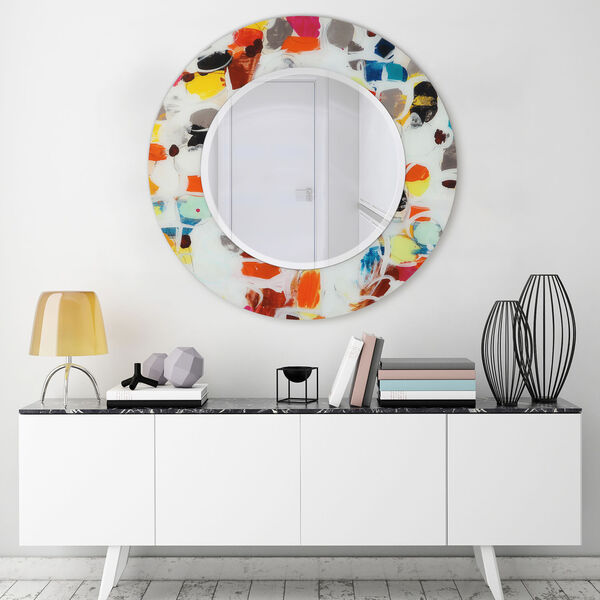Party Multicolor 48 x 48-Inch Round Beveled Wall Mirror, image 1
