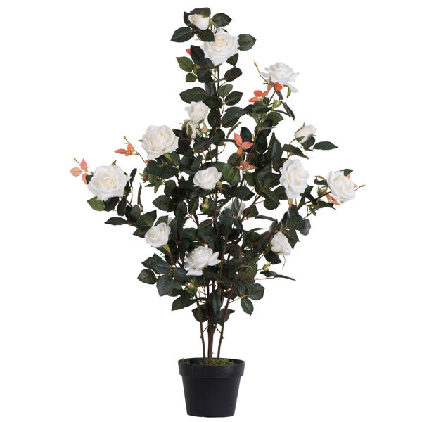 White 45-Inch Rose Plant in Pot, image 1