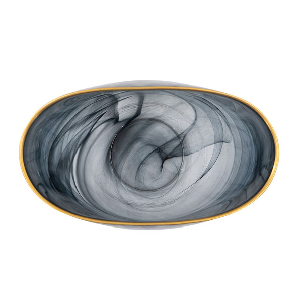 Black and Gold Oval Glass Vase, image 4