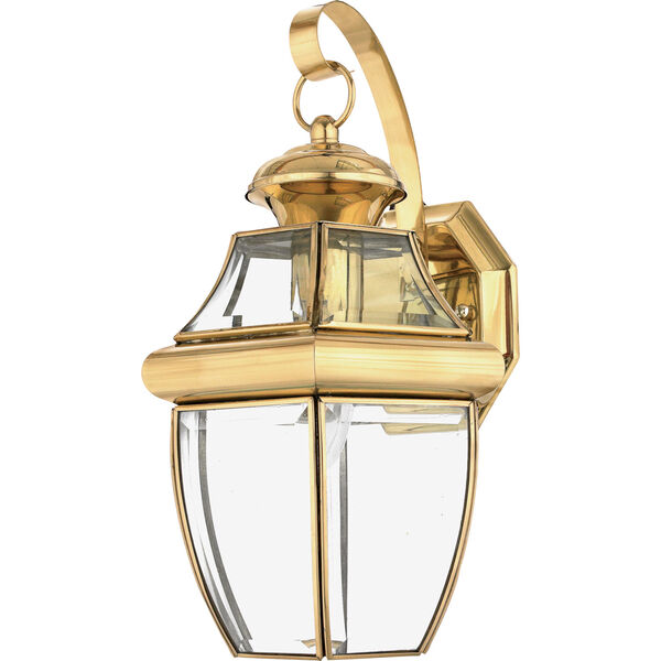 Newbury Polished Brass 14-Inch Outdoor Wall Lantern, image 1
