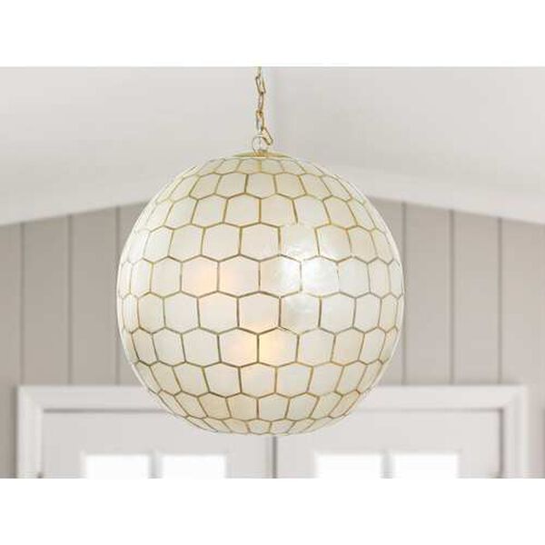 White and Antique Gold One-Light 20-Inch Pendant, image 6