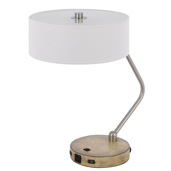 Marcos Brushed Steel and Natural Two-Light Desk Lamp, image 5