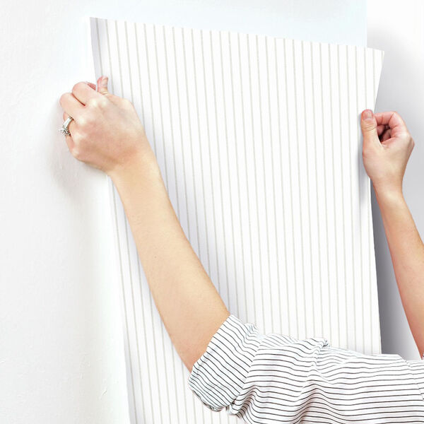 A Perfect World Neutral Ticking Stripe Wallpaper - SAMPLE SWATCH ONLY, image 3