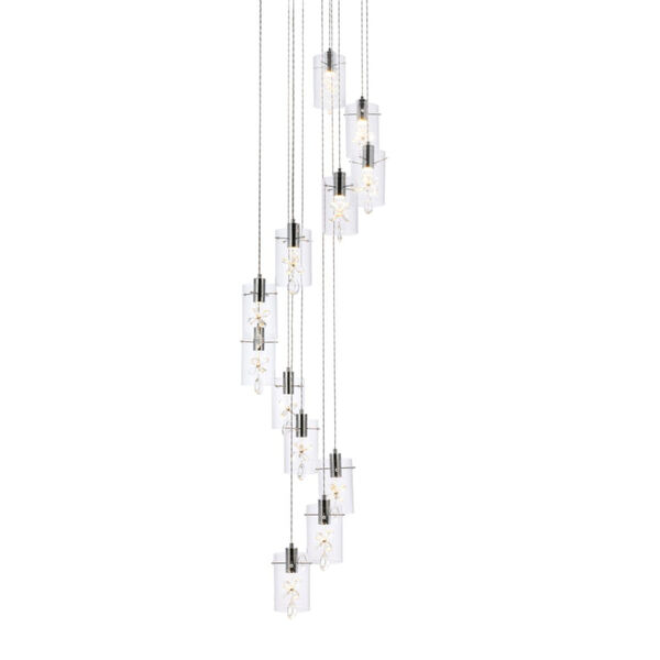 Hana Chrome 12-Light LED Pendant with Royal Cut Clear Crystal, image 3
