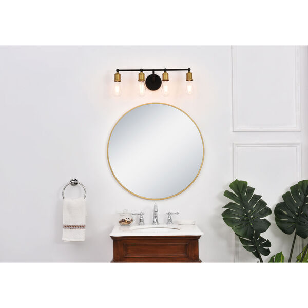 Serif Brass and Black Four-Light Wall Sconce, image 2