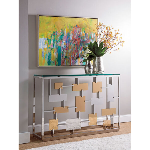 Signature Designs Gold Leaf and Argento Cityscape Console, image 2