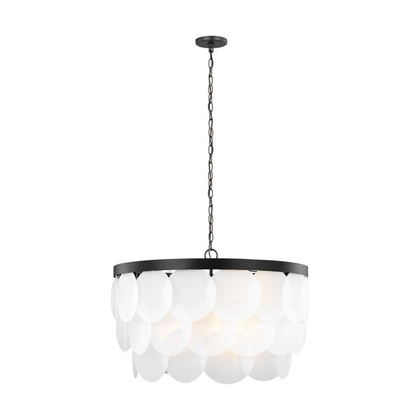 Mellita Midnight Black Eight-Light Pendant with Satin Etched Shade, image 1