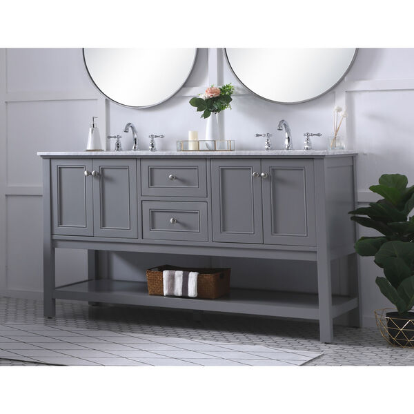 Metropolis Gray 60-Inch Vanity Sink Set, image 3