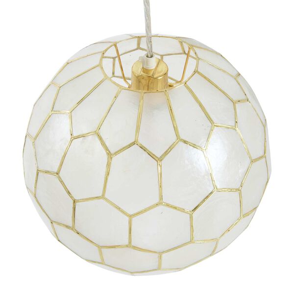 White and Antique Gold One-Light Pendant, image 2