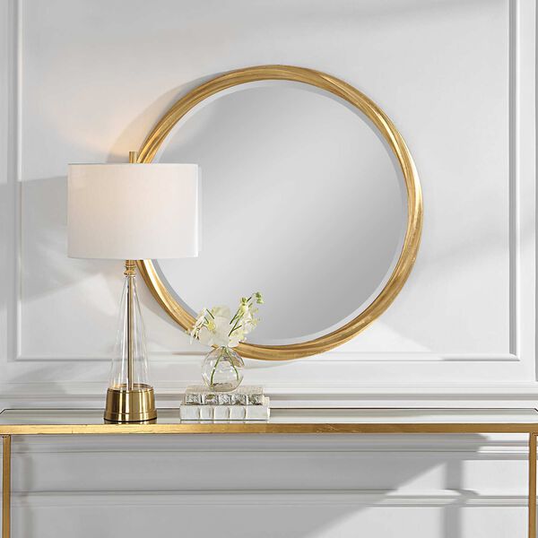 Linden Gold Leaf Round Wall Mirror, image 1