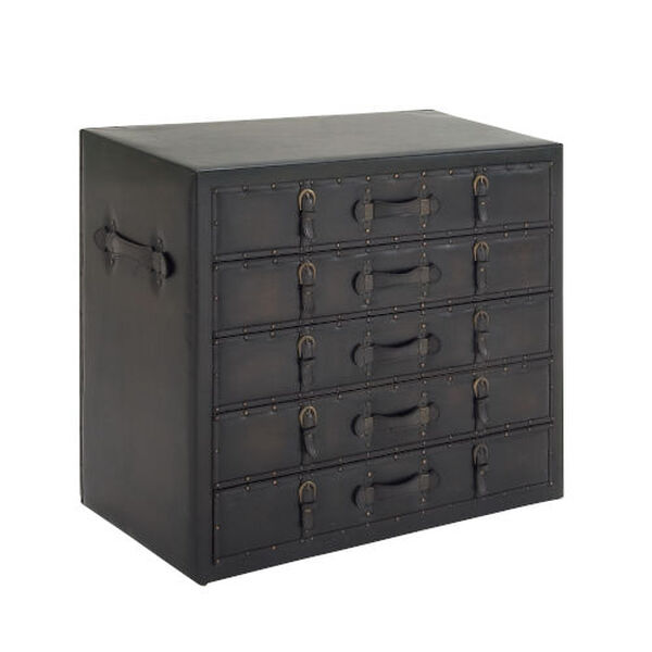 Black Faux Leather and Wood Chest, image 4