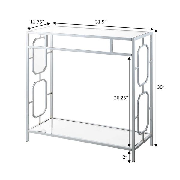 Omega Glass Chrome Hall Table with Shelf, image 3