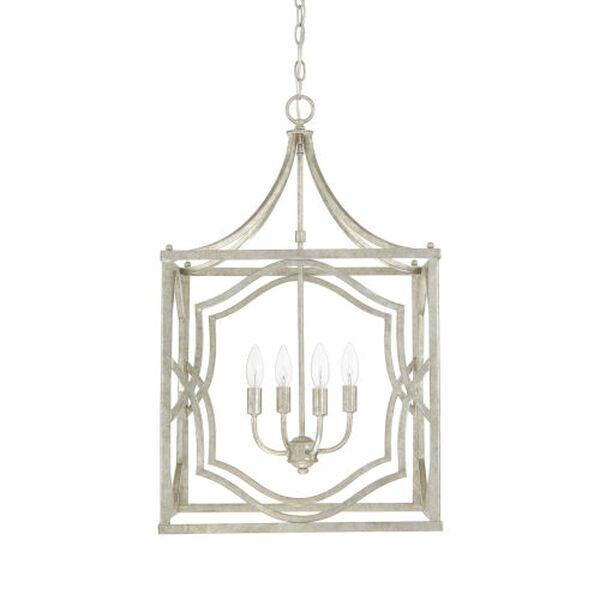 Blakely Antique Silver Four-Light Foyer Fixture, image 1