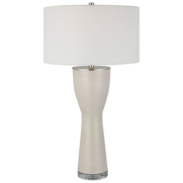 Amphora Off White and Ploished Nickel One-Light Table Lamp, image 1