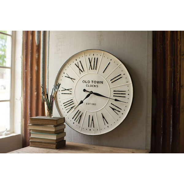 White and Black Enamelled Wall Clock, image 1