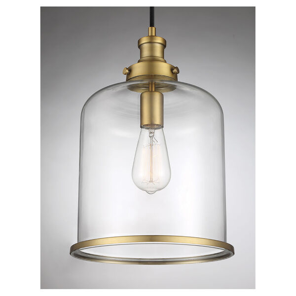Lowry Natural Brass 10-Inch One-Light Pendant with Clear Glass, image 5