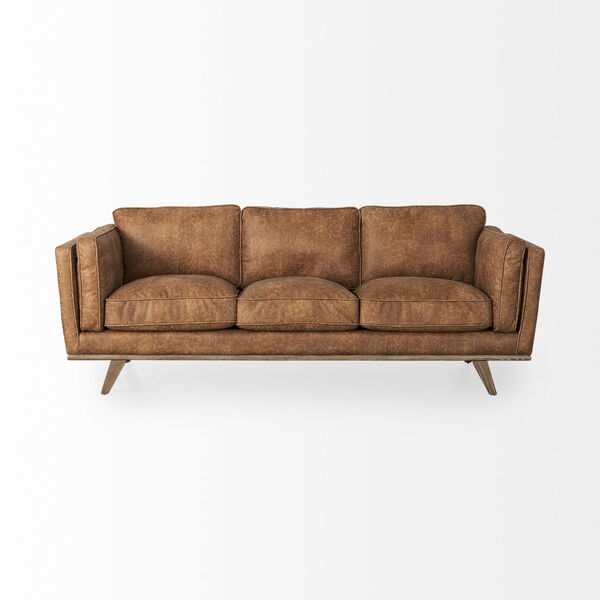 Brooks Cognac and Medium Brown Three Seater Sofa, image 2