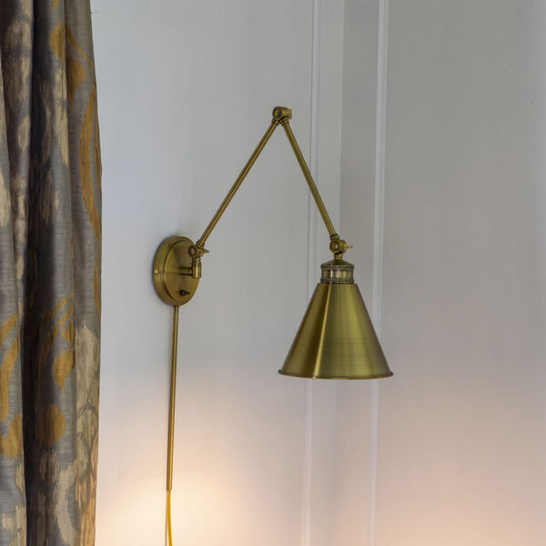 Aidan Aged Brass Swing Arm Wall Lamp, image 8
