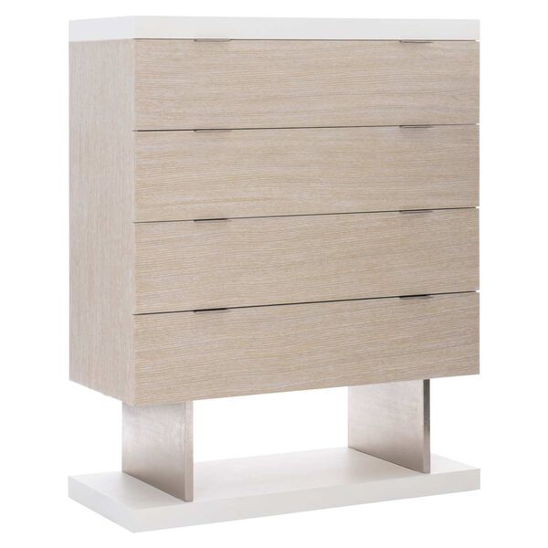 Solaria Dune, White and Shiny Nickel Tall Drawer Chest, image 2