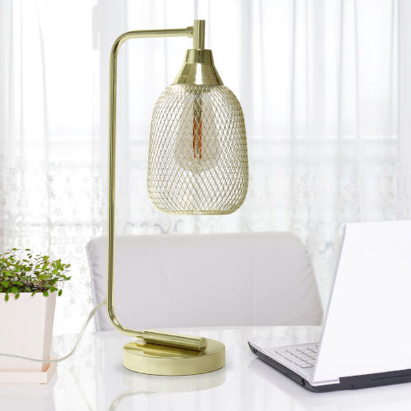Wired Gold One-Light Desk Lamp, image 4