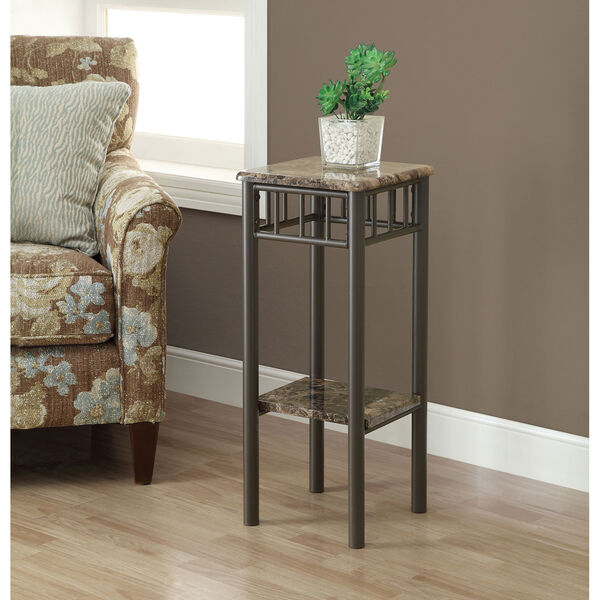 Accent Table - Cappuccino Marble / Bronze Metal, image 1