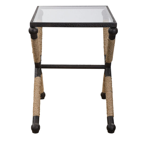 Braddock Black, Brown and Clear 16-Inch Coastal Accent Table, image 4