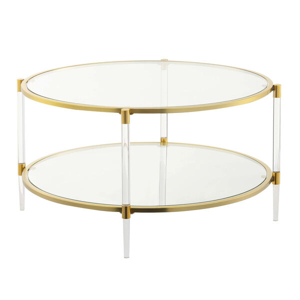 Royal Crest Clear and Gold Acrylic Glass Coffee Table, image 1