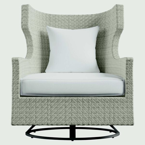 Captiva Pewter Gray and White Outdoor Swivel Chair, image 3