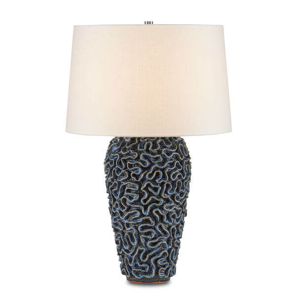 Milos Dark Blue and White One-Light Table Lamp, image 1