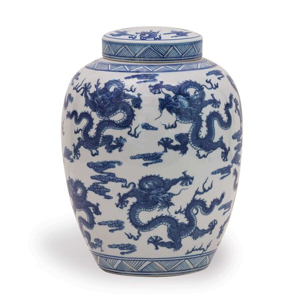 Dragon Navy Decorative Jar, image 1
