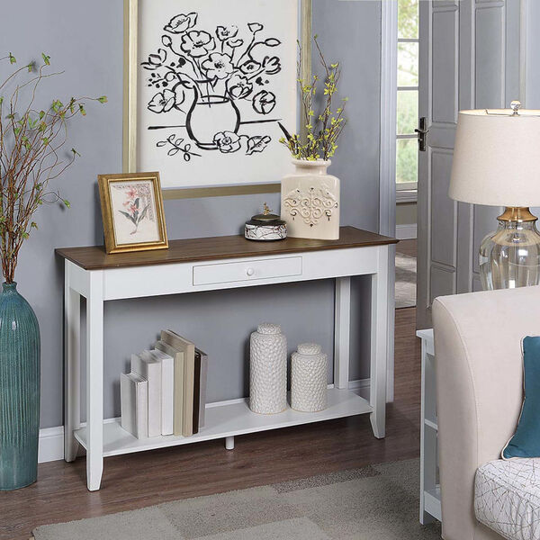 American Heritage Driftwood White One-Drawer Console Table with Shelf, image 2