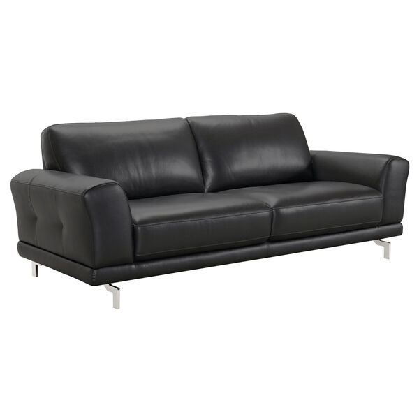 Everly Brushed Stainless Steel Black Sofa, image 2