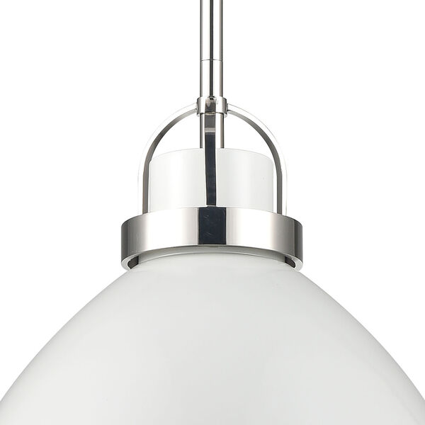 Somerville Gloss White and Polished Nickel One-Light Pendant, image 3