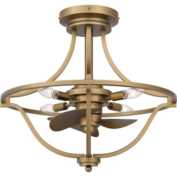Harvel Weathered Brass Four-Light Fan Light Fandelier, image 3