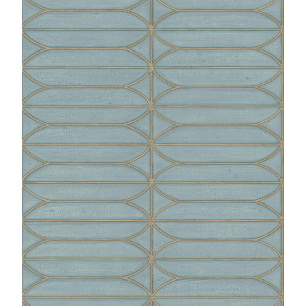 Candice Olson Breathless Pavilion Blue and Off White Wallpaper - SAMPLE SWATCH ONLY, image 1