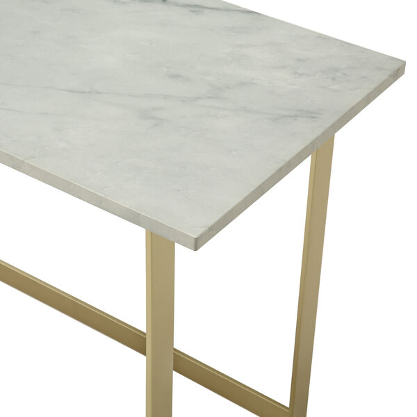 White Marble and Gold Computer Desk, image 2