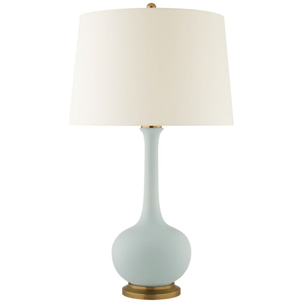 Coy Large Table Lamp in Matte Sky Blue with Natural Percale Shade by Christopher Spitzmiller, image 1