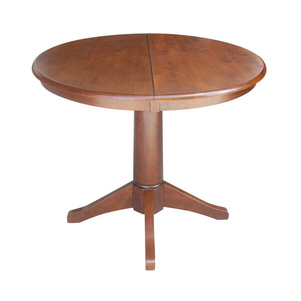 Espresso Round Pedestal Dining Table with 12-Inch Leaf, image 3