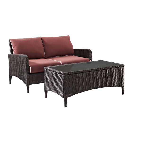 Kiawah Sangria Brown Two-Piece Outdoor Wicker Chat Set, image 1