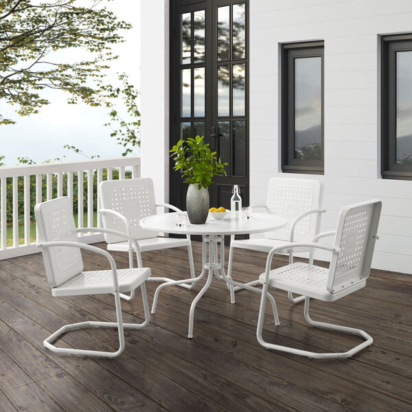 Bates White Gloss and White Satin Outdoor Dining Set, Five-Piece, image 1
