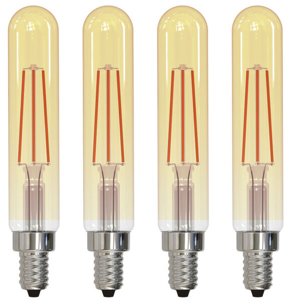 Pack of 4 Antique Clear Glass T8 LED Candelabra E12 Dimmable 4.5W 2100K Light Bulb, image 1
