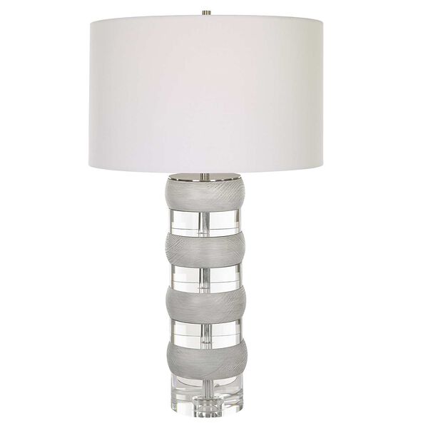 Band Together Brushed Nickel and White Crystal Table Lamp, image 1