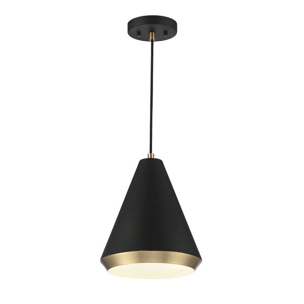 Chelsea Matte Black and Natural Brass 10-Inch One-Light Pendant, image 1